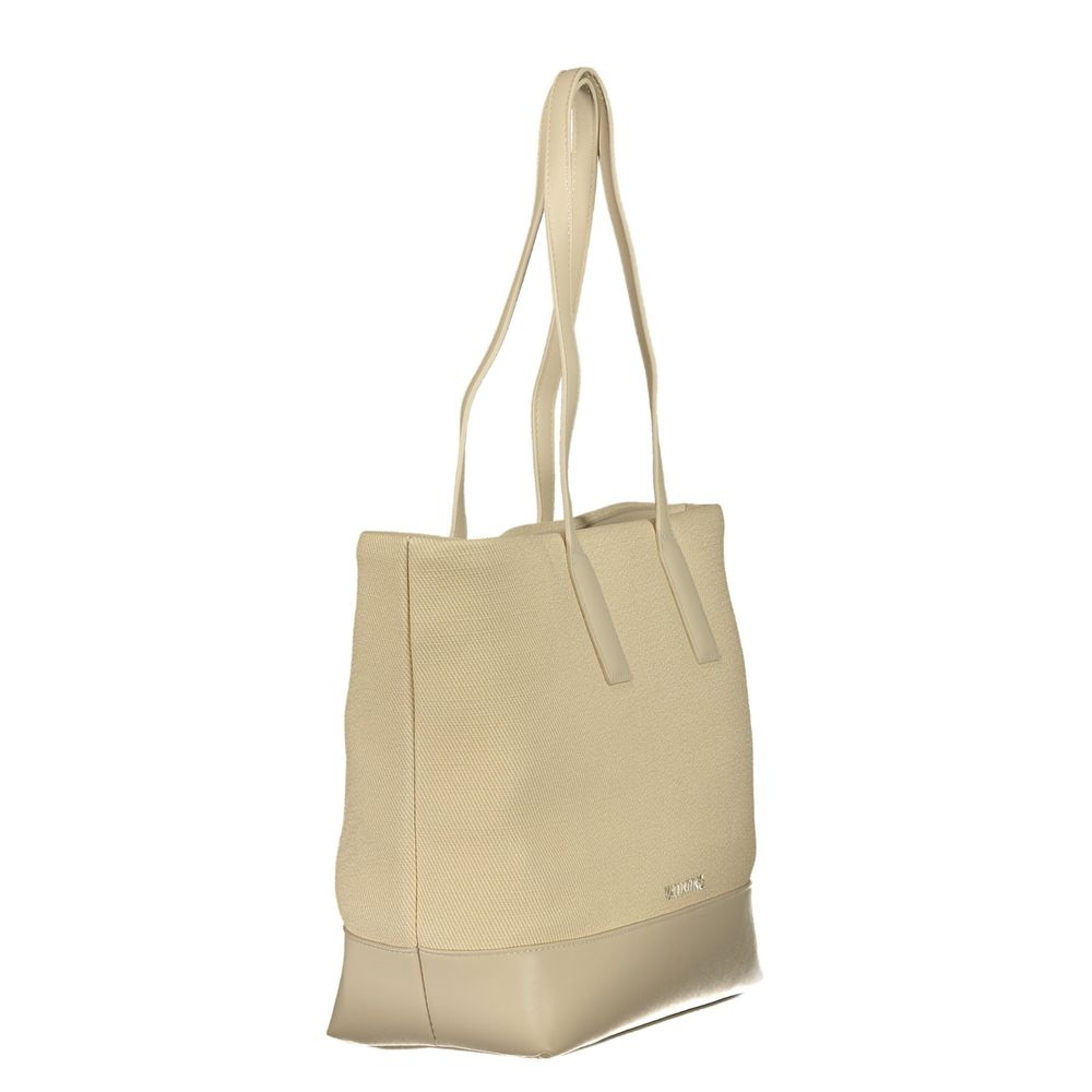 Beige Polyurethane Women's Bag