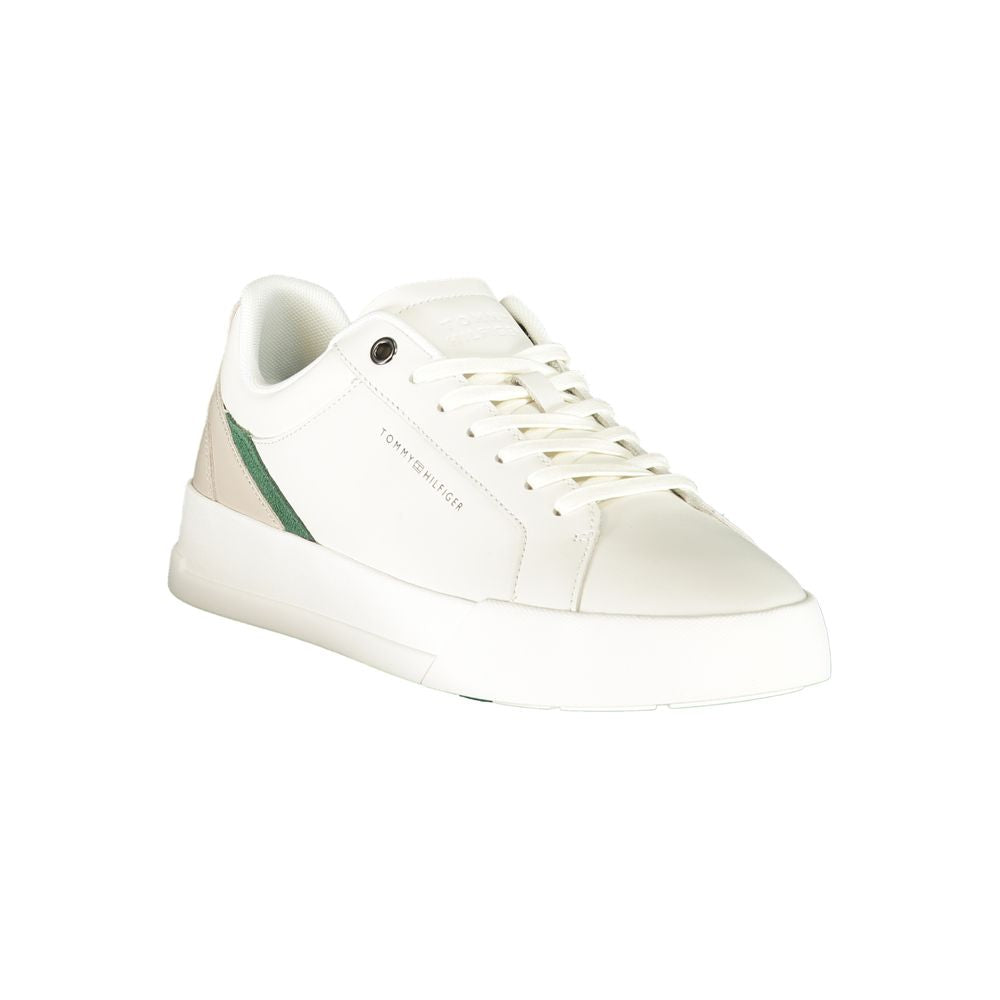White Polyester Athletic Sneakers
