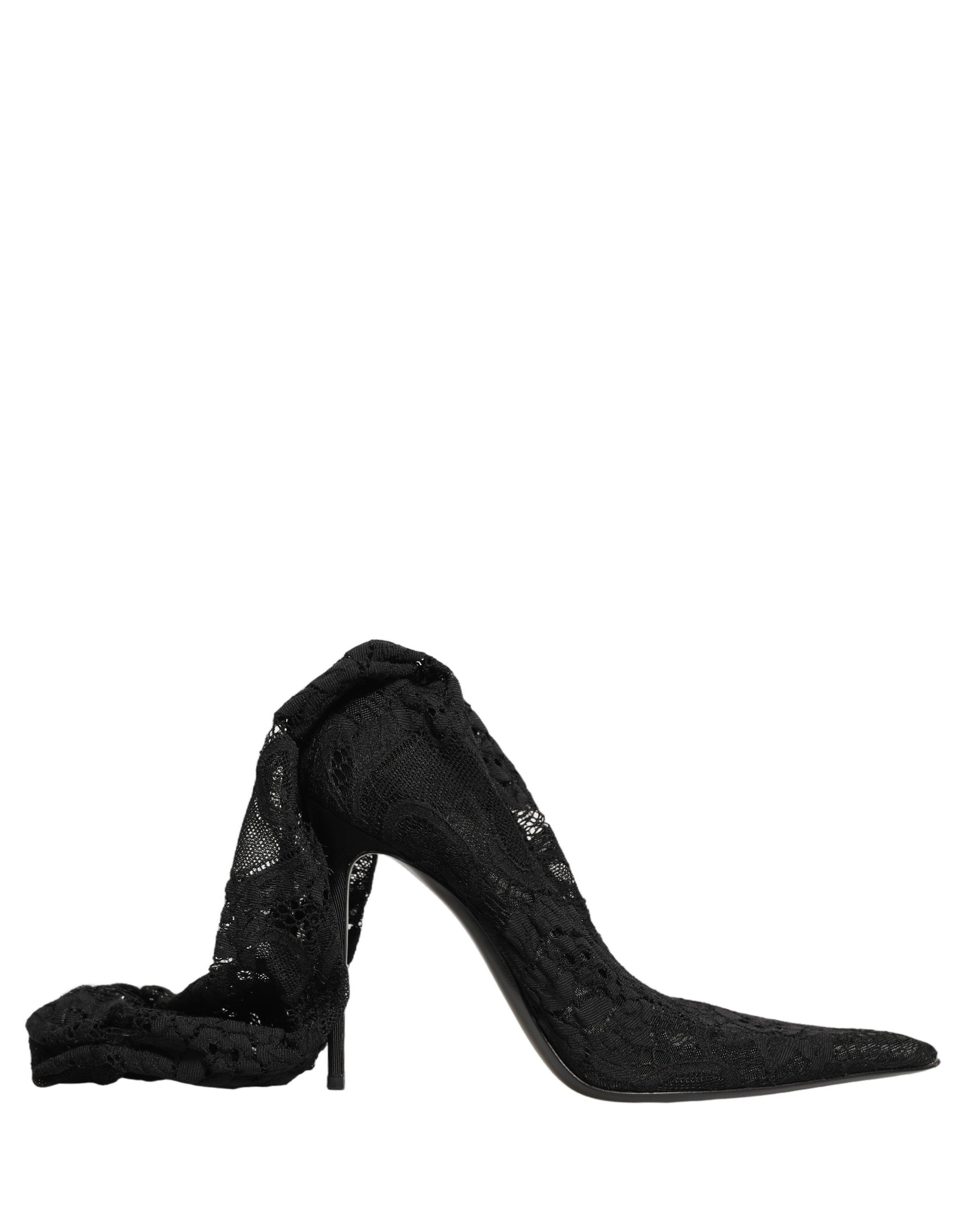 Black Taormina Lace Socks Boots Pumps Shoes