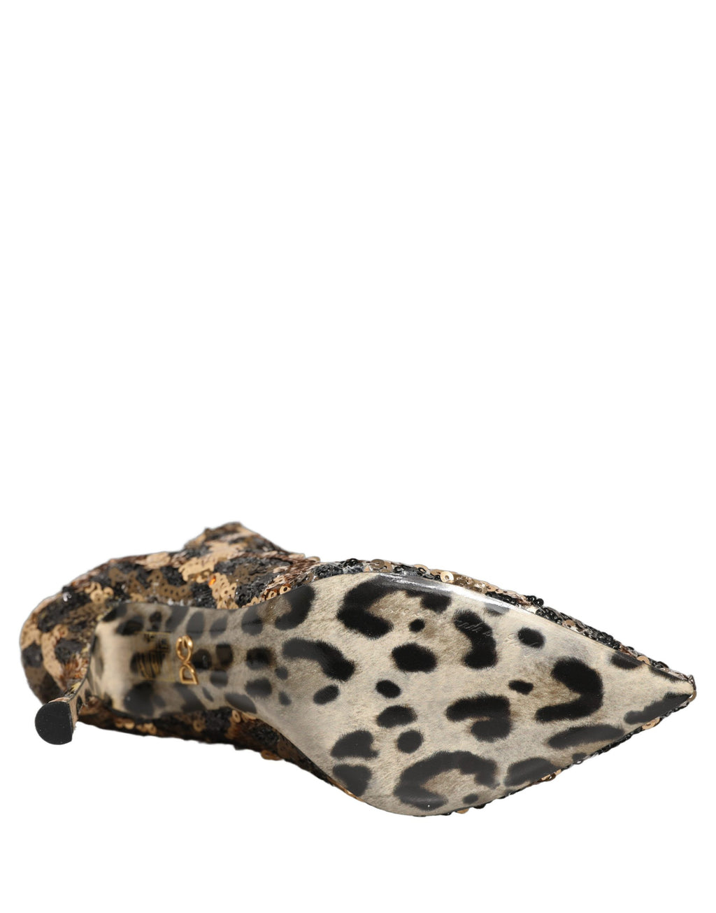 Gold Leopard Sequin Sock Ankle Boots Shoes