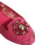 Pink Taormina Lace Crystals Flats Shoes