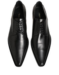 Black Leather Lace Up Derby Dress Shoes