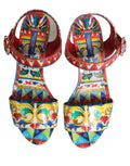 Multicolor Majolica Leather Wedge Sandals Shoes