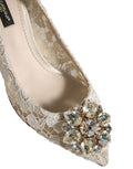 White Taormina Lace Crystal Pumps Shoes