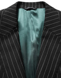 Black Stripes Wool Single Breasted Blazer