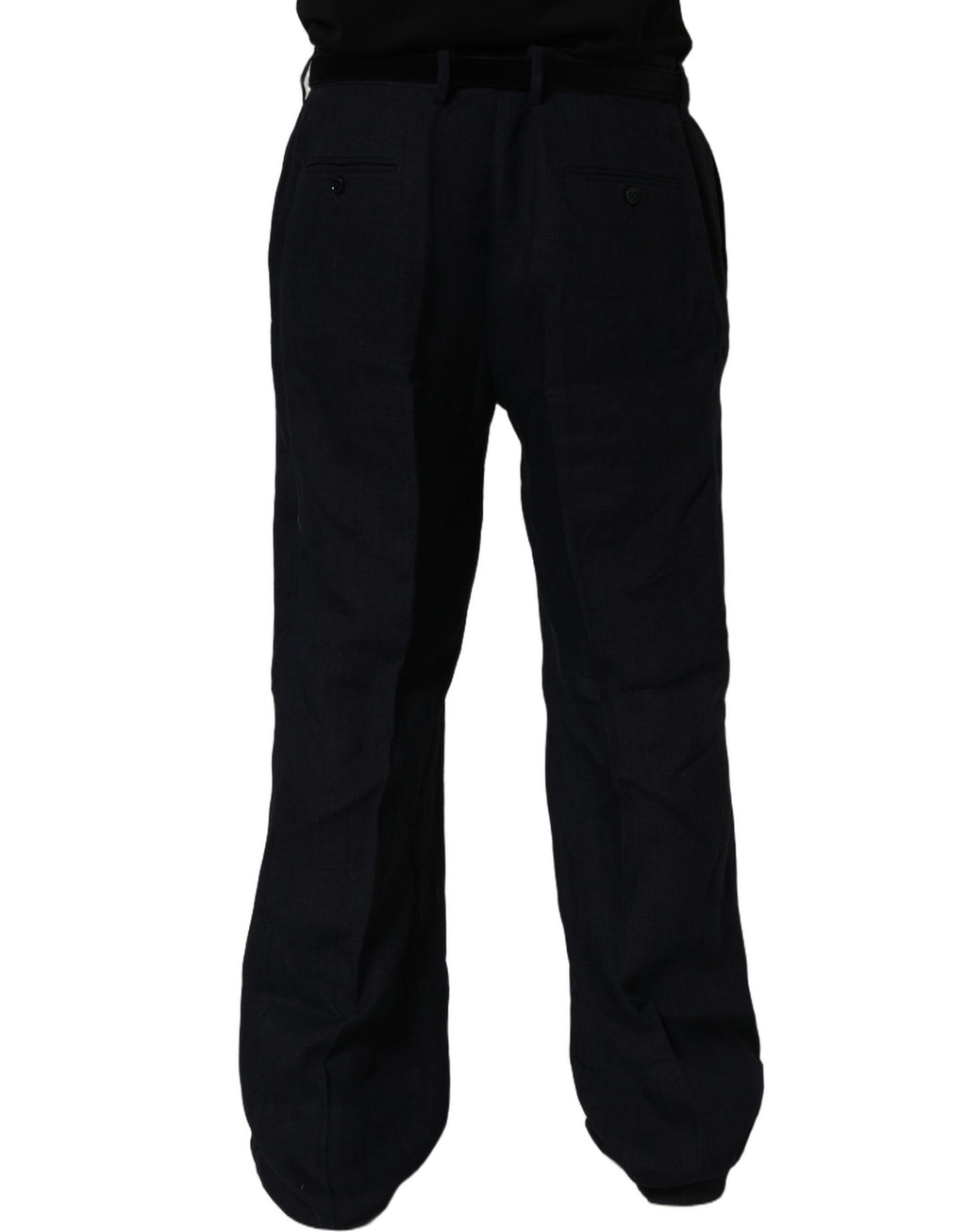 Black Linen Straight Leg Dress Trouser Pants