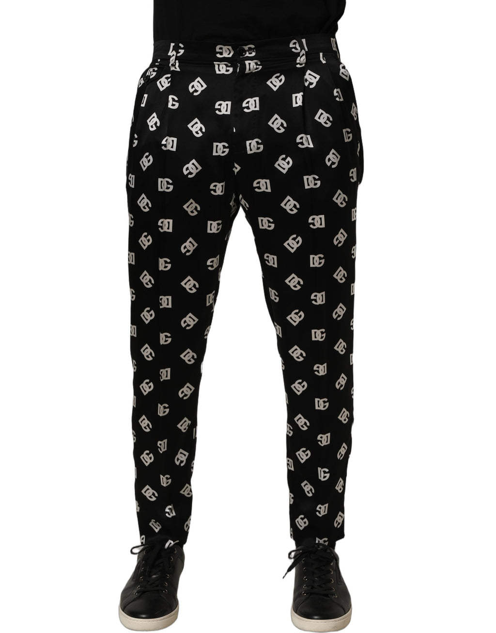 Black Silk Skinny Leg Dress Men Trouser Pants