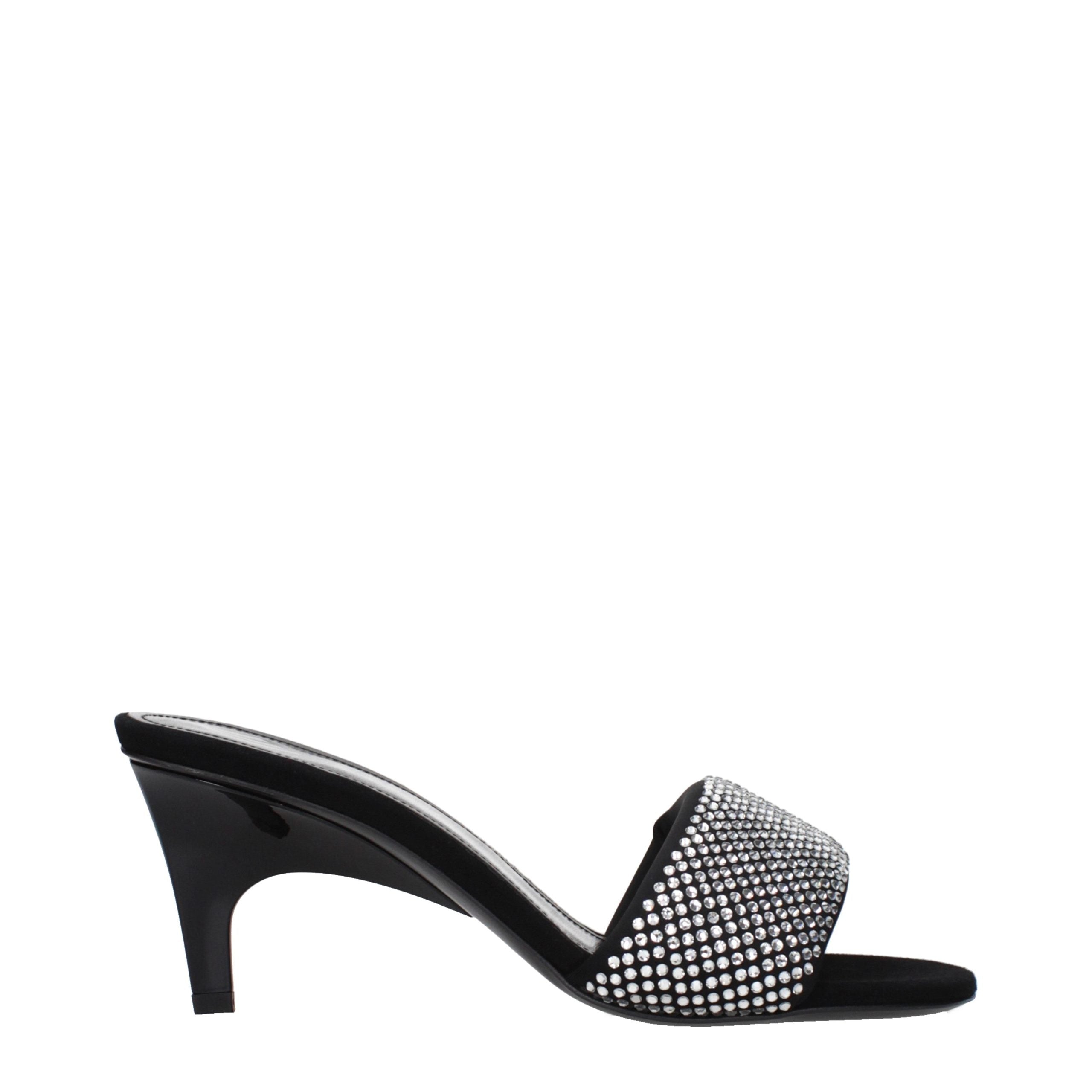 Black Fabric Stiletto Heel Sandals