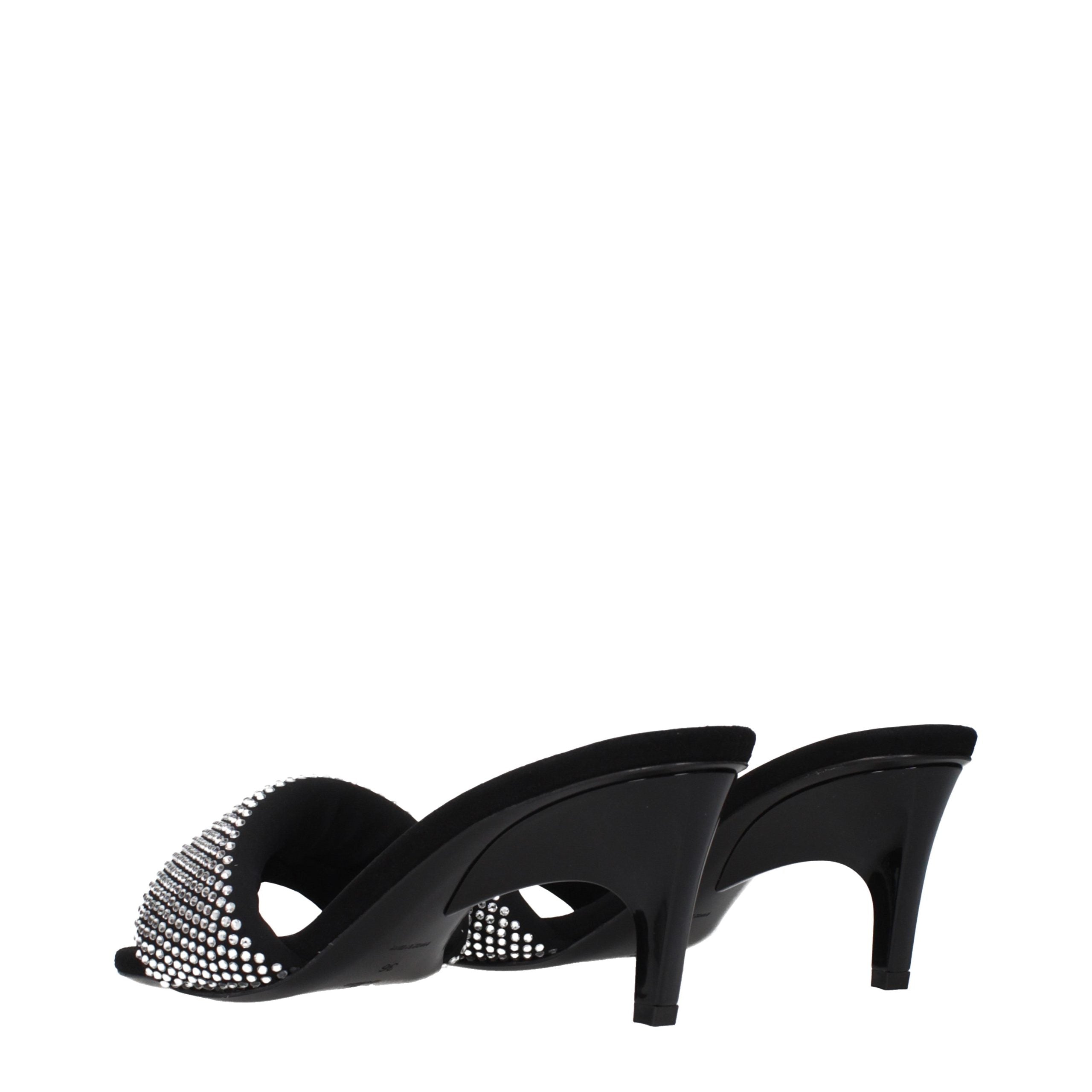 Black Fabric Stiletto Heel Sandals