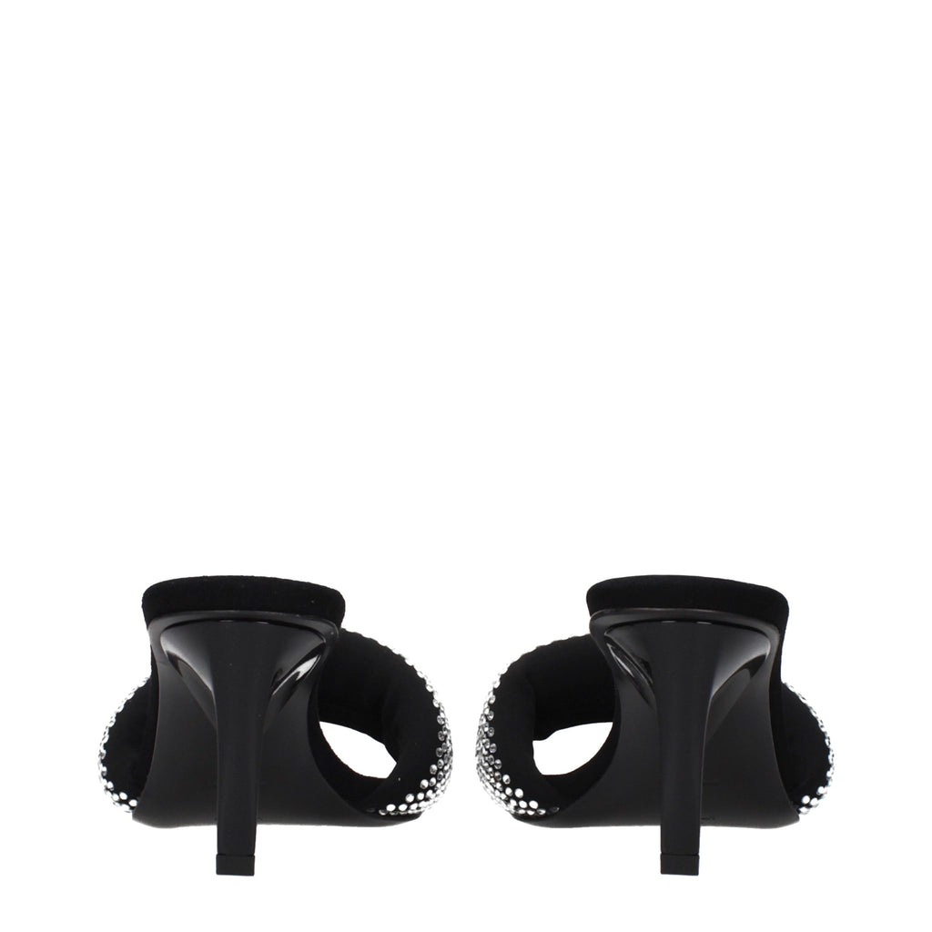 Black Fabric Stiletto Heel Sandals