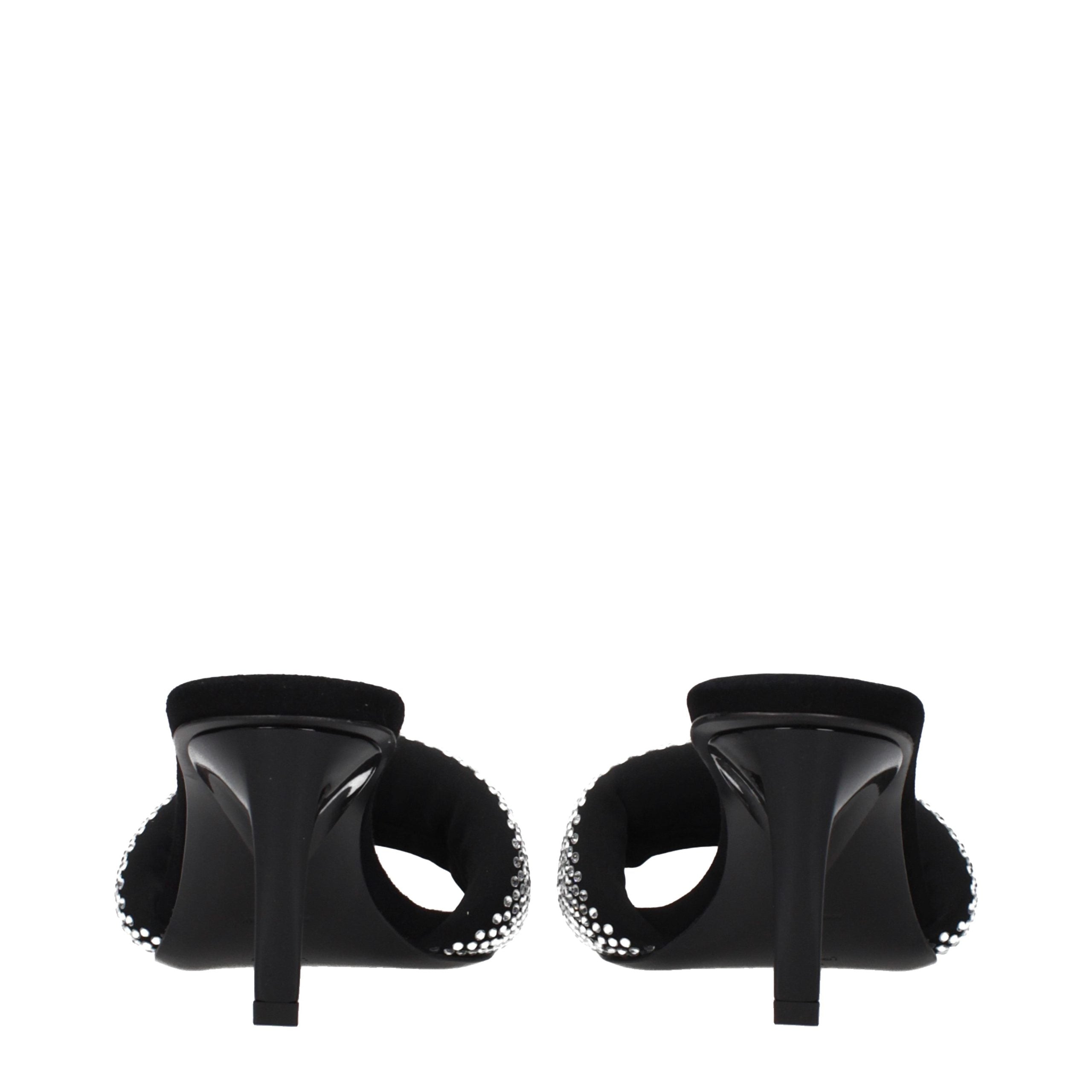 Black Fabric Stiletto Heel Sandals