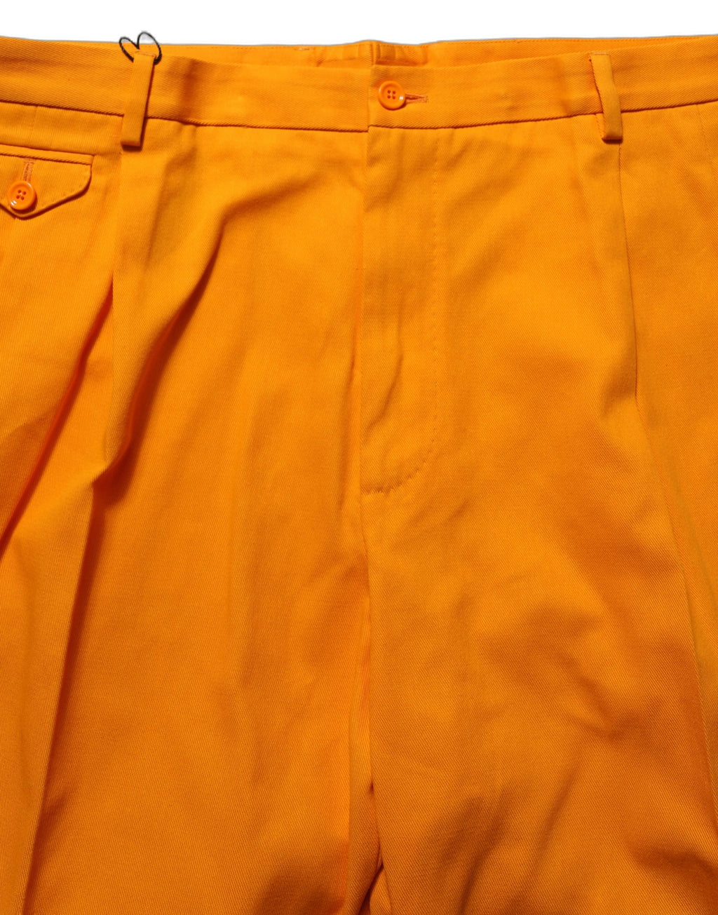 Orange Cotton Pleated Chino Bermuda Shorts