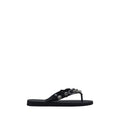 Black Polyurethane Flip-Flop Sandals