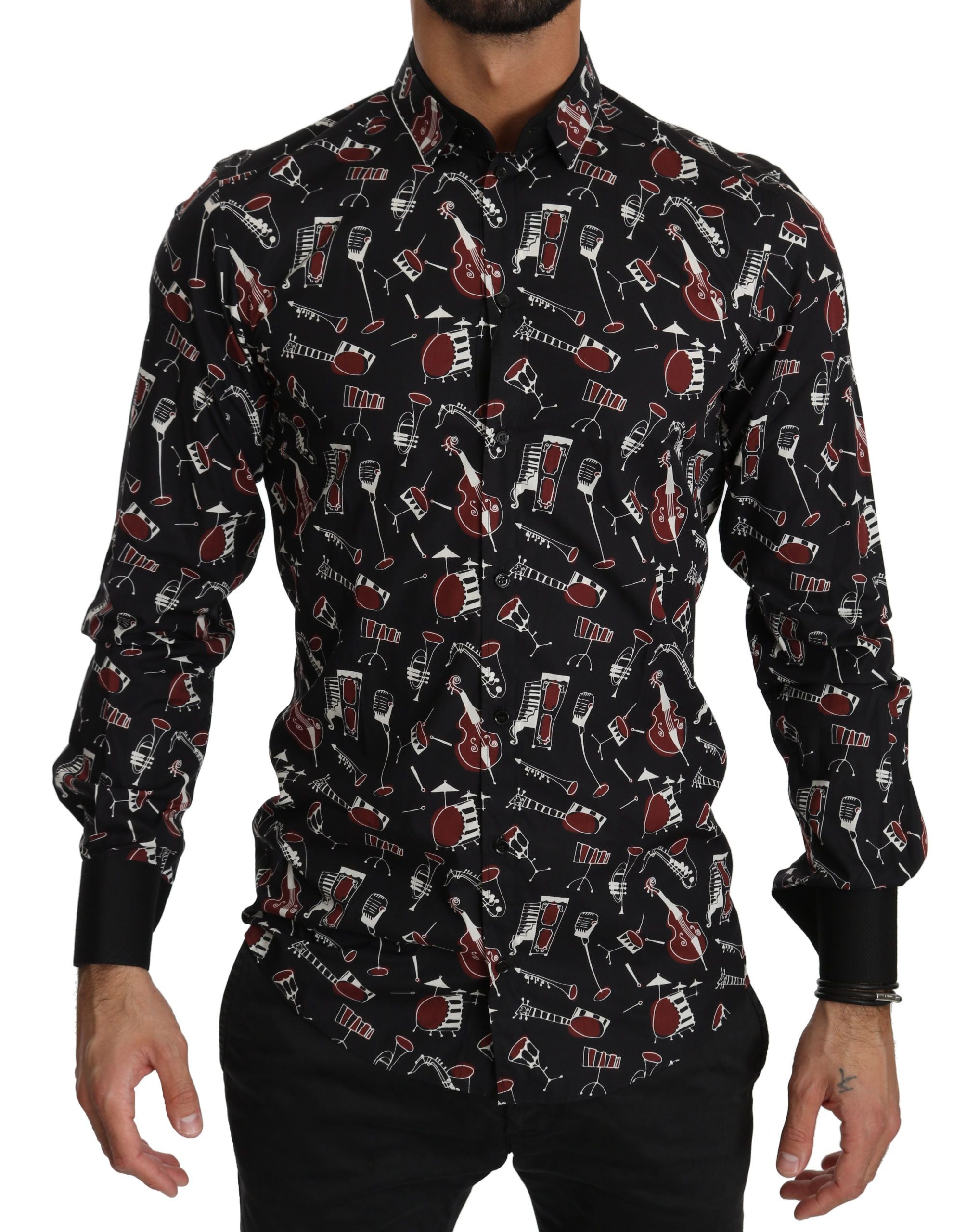 Black Musical Instrument Slim fit Shirt