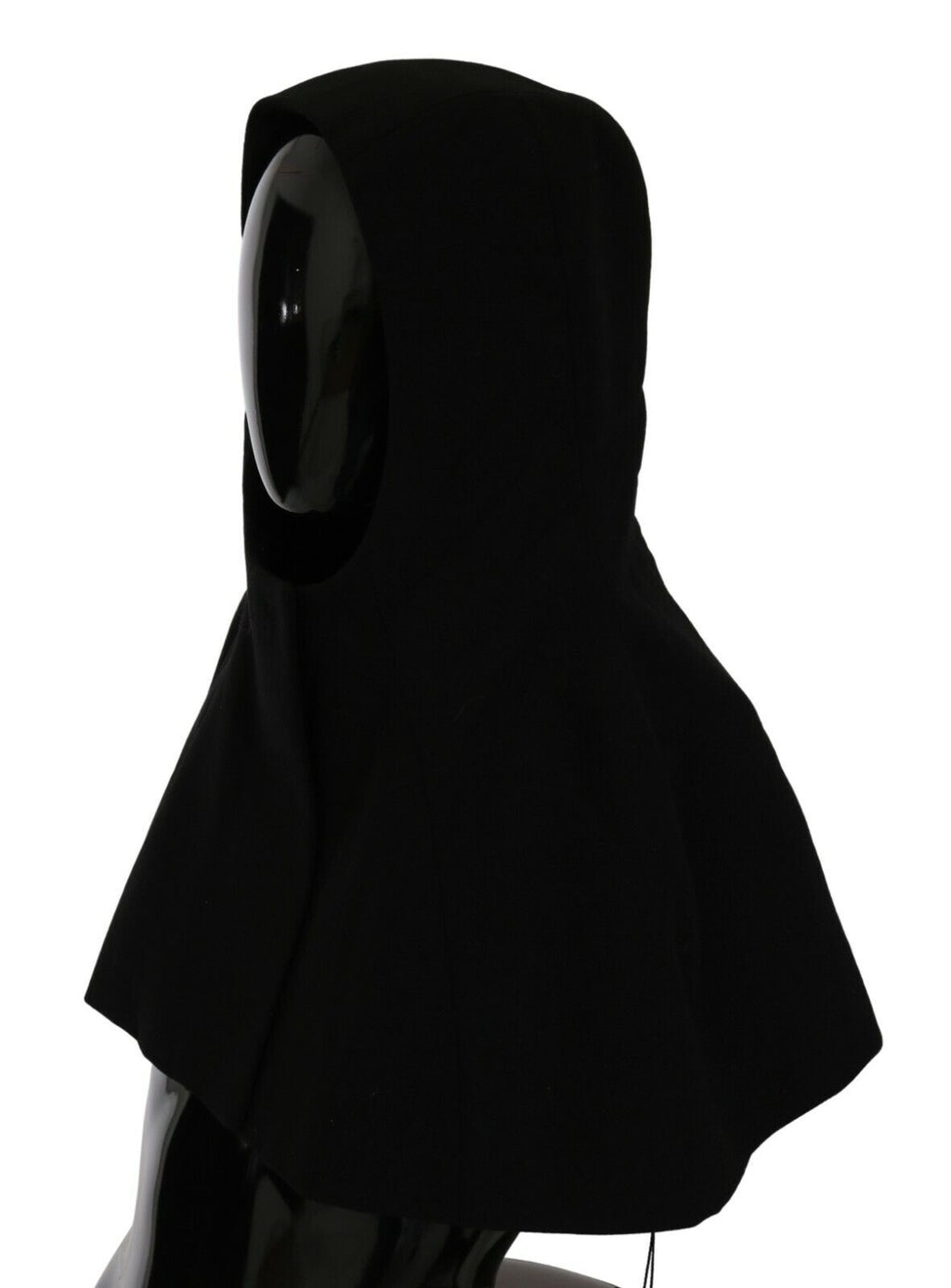 Black Wool Whole Head Hooded Scarf Hat