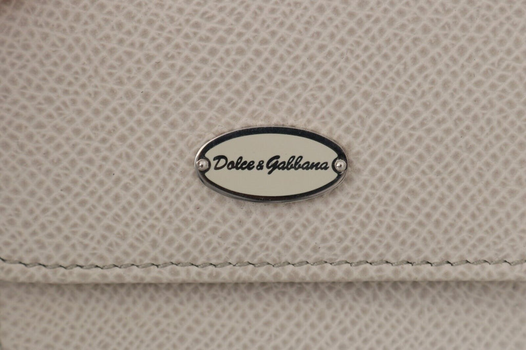 White Dauphine Leather Holder Pocket Wallet Condom Case