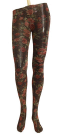Black Floral Print Stockings Nylon Tights