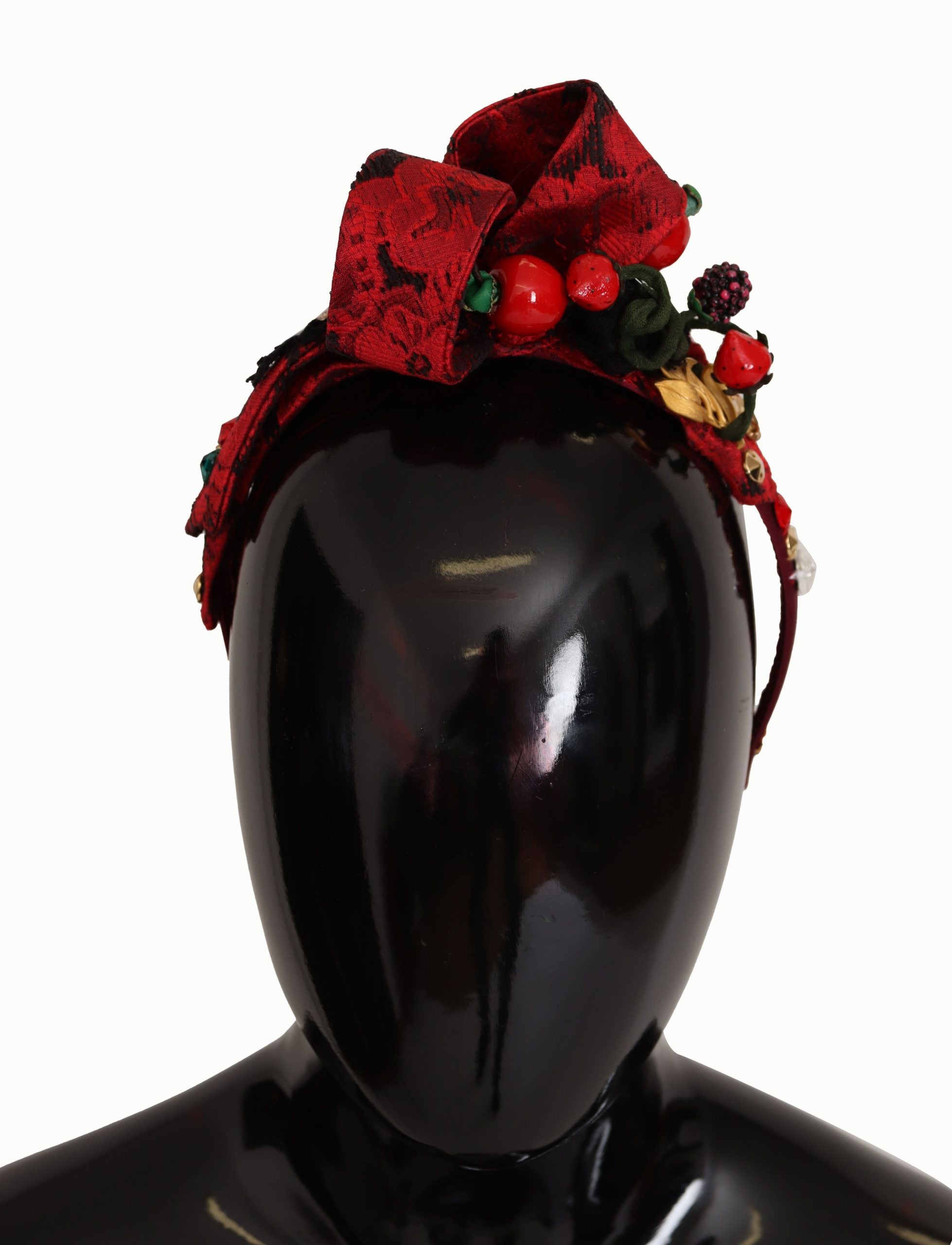 Cherry Silk Crystal Bow Logo Diadem Tiara Headband