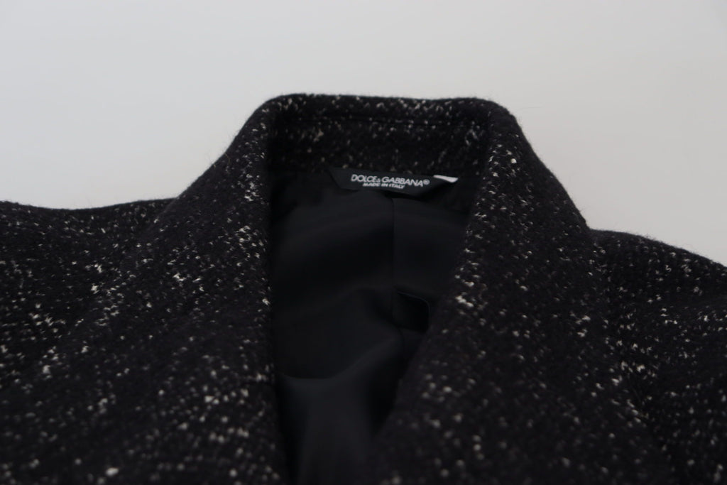 Black Wool Double Breasted Coat Men Jacket