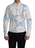 White Cotton Logo Embroidery Denim Jacket