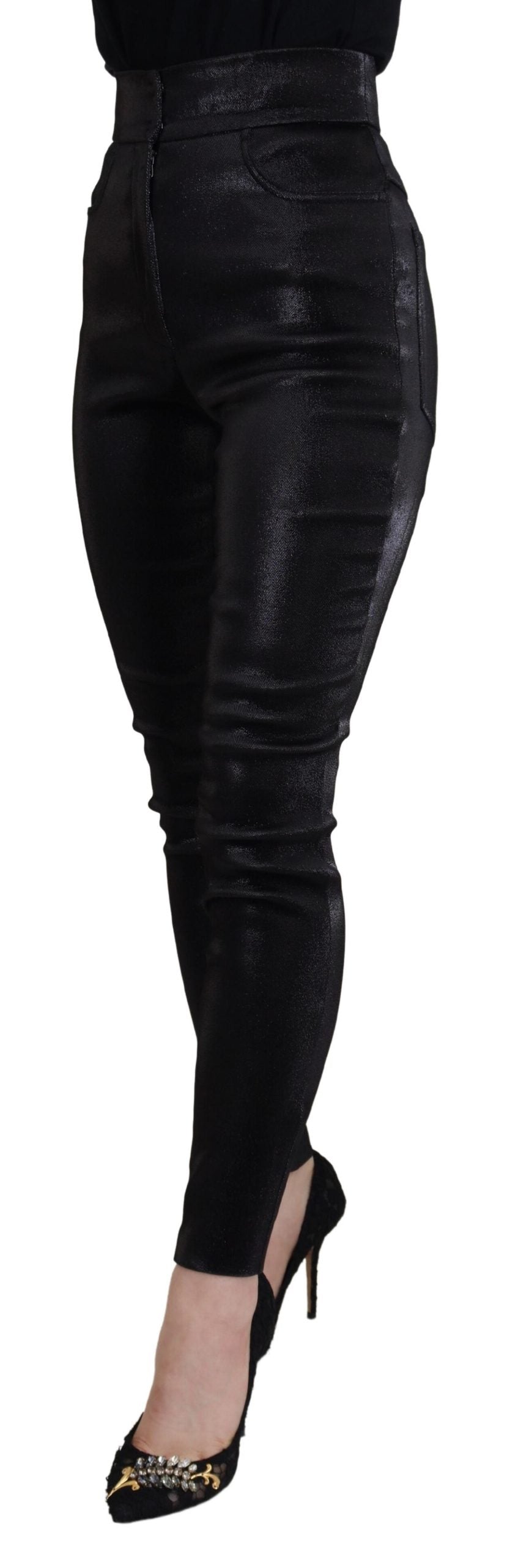Black Washed Cotton Skinny Denim Jeans