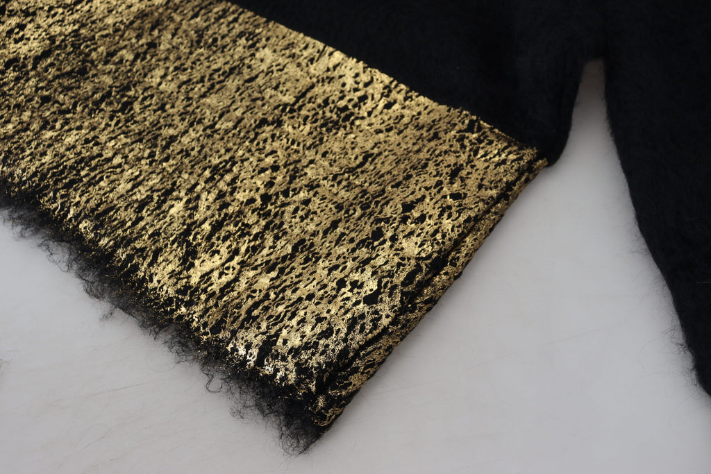 Black Gold Turtleneck Mohair Pullover Mens Sweater