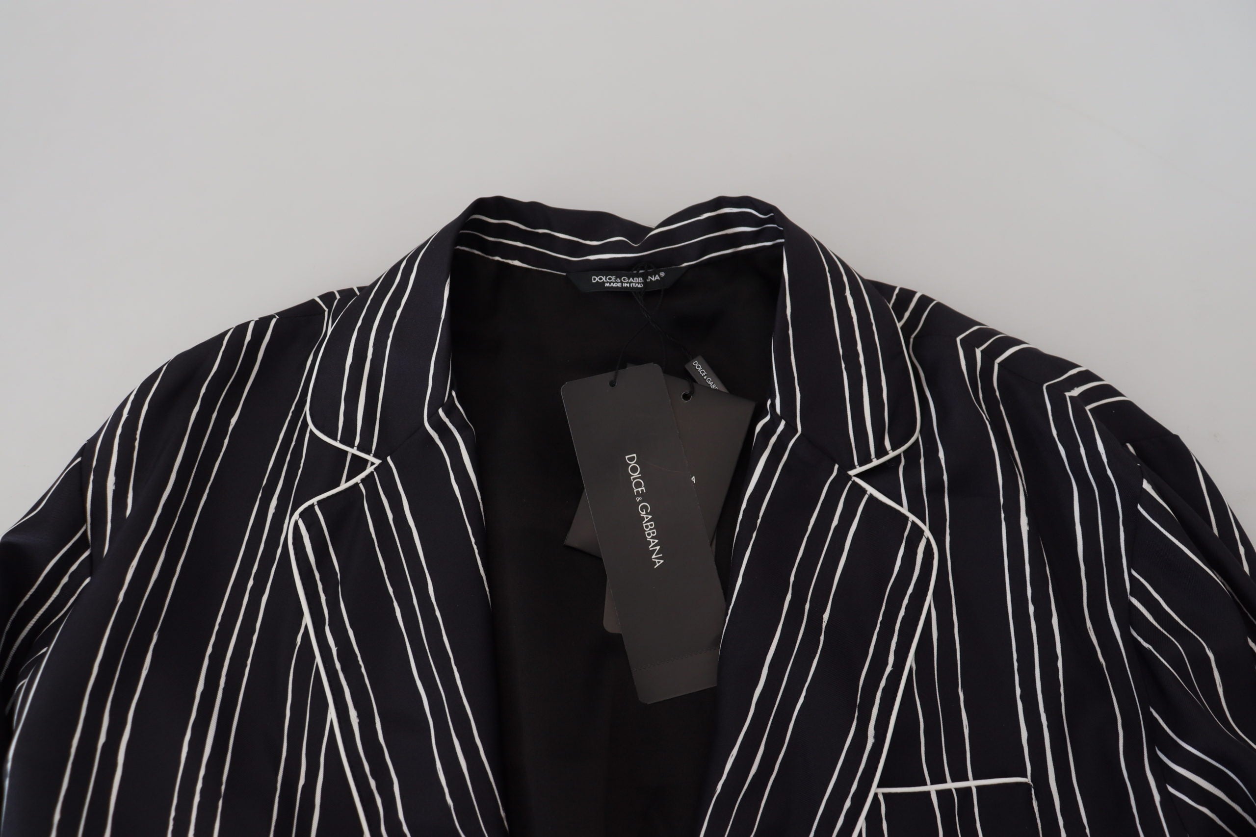 Blue Striped Silk Pajama Shirt Jacket