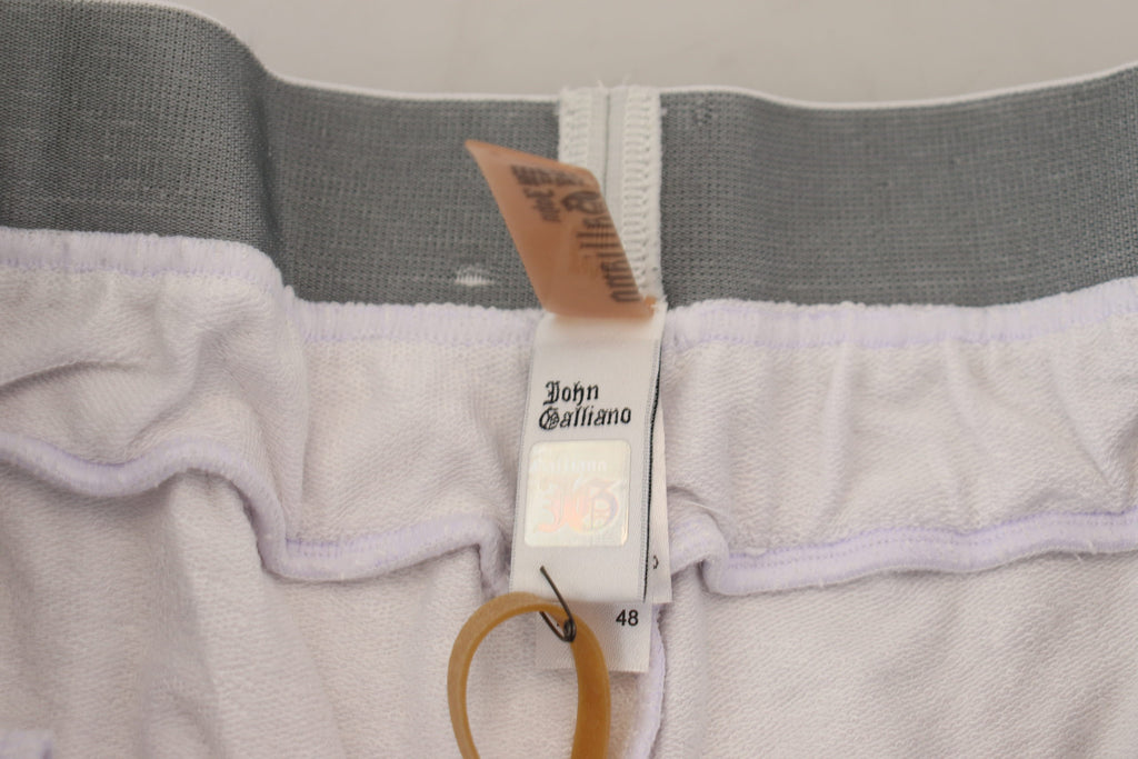White Cotton Logo Mens Jogger Pants