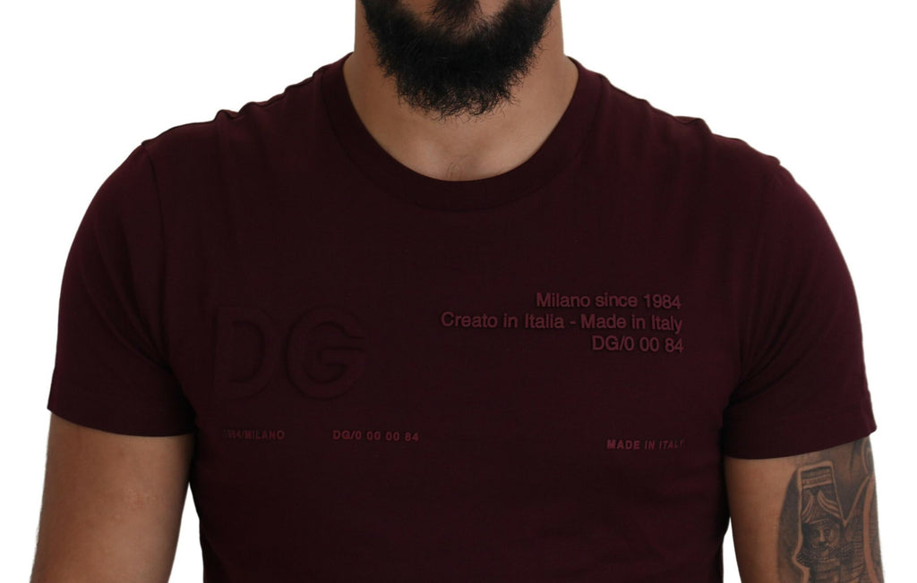 Maroon Printed Short Sleeves Men T-shirt