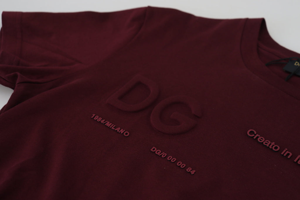 Maroon Printed Short Sleeves Men T-shirt