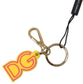 Yellow Rubber DG Logo Gold Brass Metal Keyring Keychain
