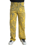 Gelbe Baumwolle Tie Dye Straight Denim Jeans