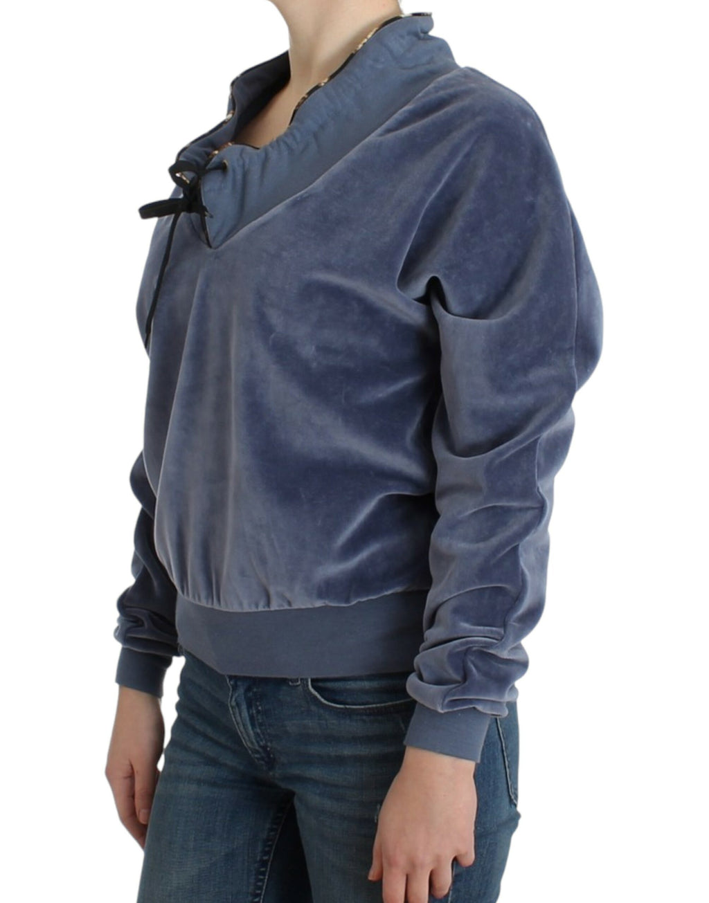 Blue velvet cotton sweater