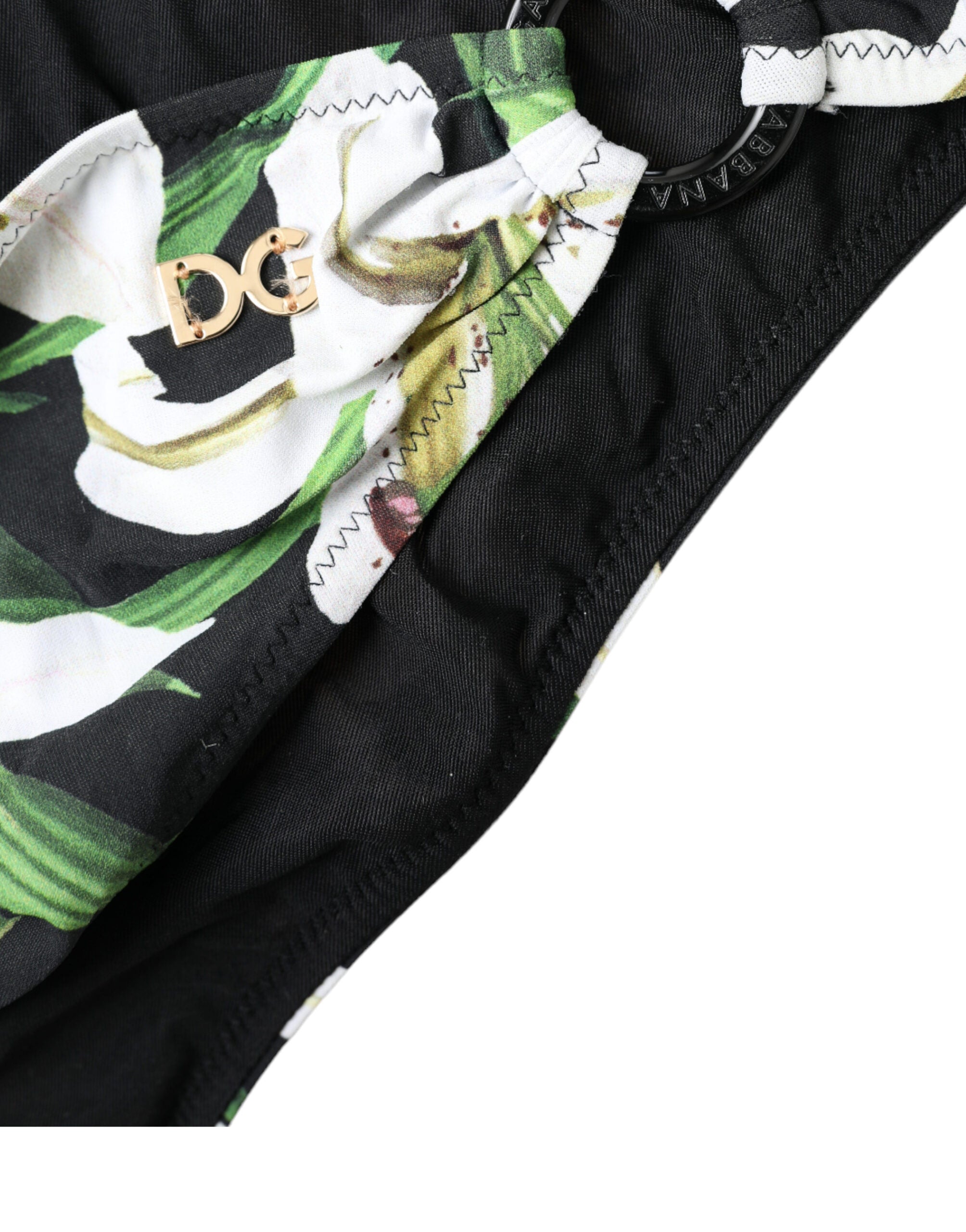 Black Lily Print Swimwear Bottom Beachwear Bikini