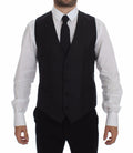 Gray Striped Wool Logo Vest Gilet Vests