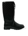 Black Chioggia Rubber Suede Rain Boots Shoes