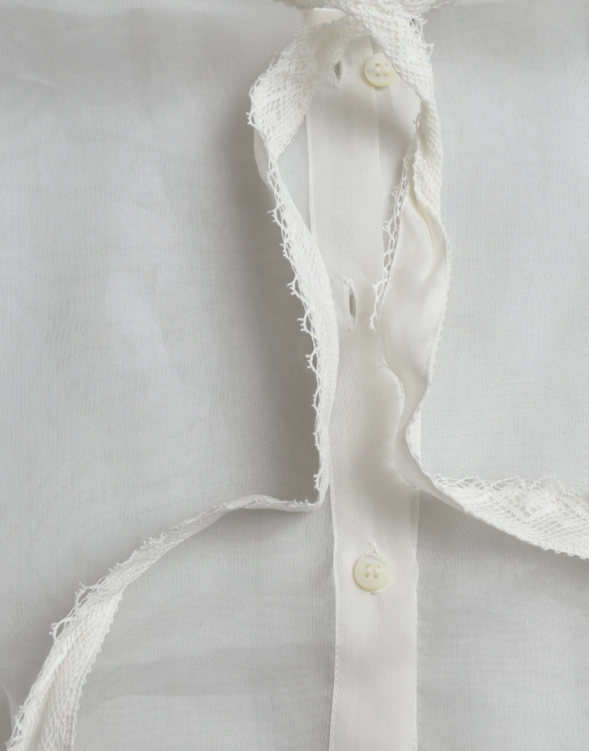 White Silk Long Sleeves Ascot Collar Top