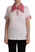 White Sartoria T-shirt Button Wide Collar Top