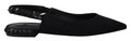Black Flats Crystal Slingback Charmeuse Shoes