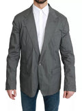 Gray Cotton Single Breasted Formal Blazer