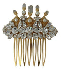 Gold Brass Clear Crystal Hair Stick Accessory Comb