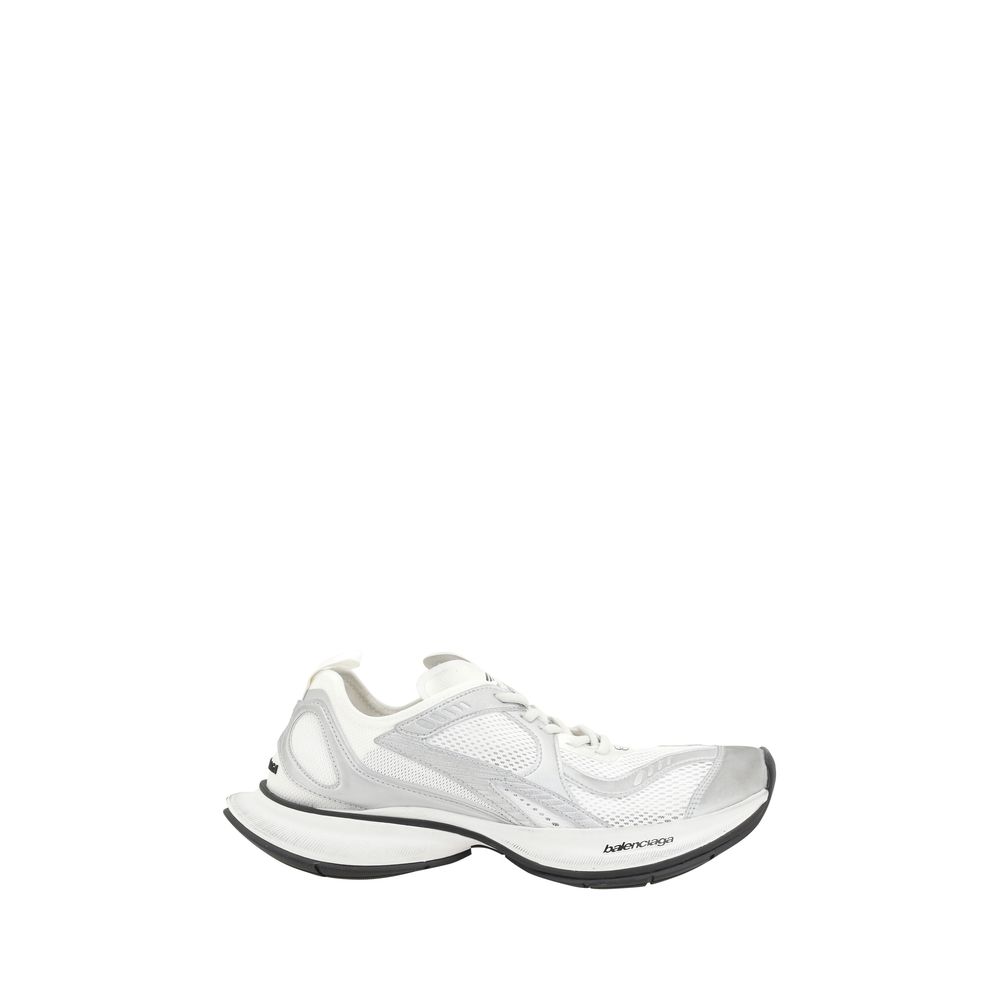 White Polyurethane Athletic Sneakers