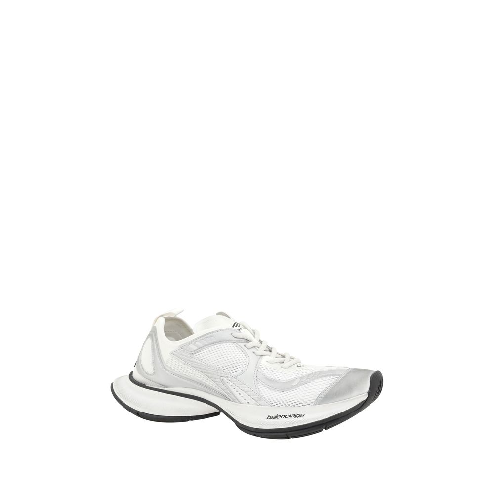 White Polyurethane Athletic Sneakers