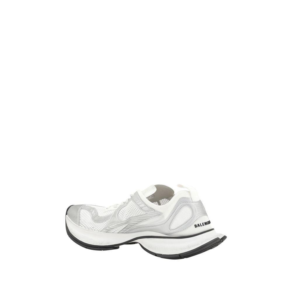 White Polyurethane Athletic Sneakers