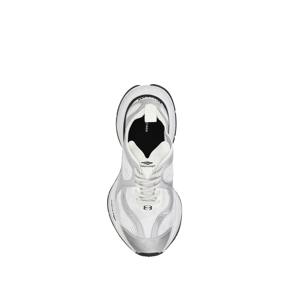 White Polyurethane Athletic Sneakers