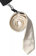 Off White Satin Silk Classic Men Necktie