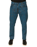 Blue Logo Cotton Stretch Skinny Denim Jeans