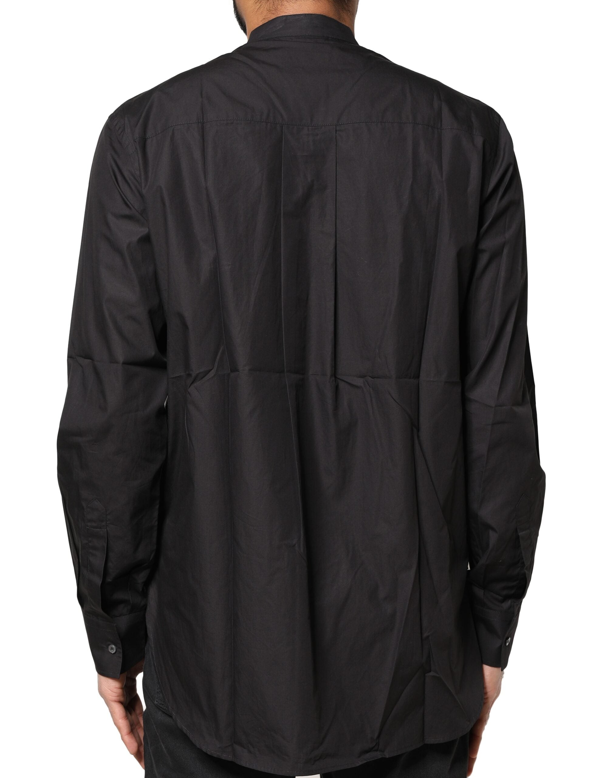 Black Cotton Button Down Men Casual Shirt