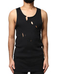 Black Cotton Rip Style Sleeveless Men Tank T-shirt