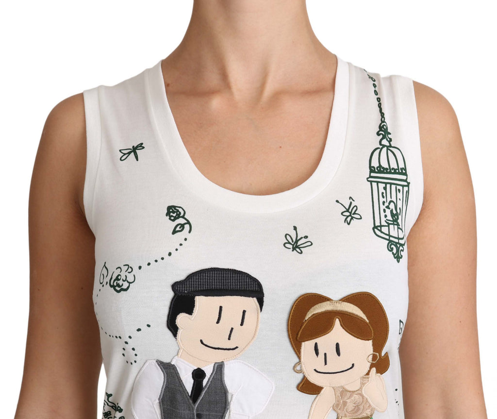 White Cotton #dgfamily Sleeveless Shirt Tank Top